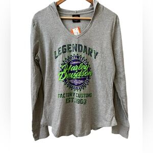 NEW Harley Davidson Motorcycles Womens Medium V-Neck Pullover Hoodie Sweatshirt